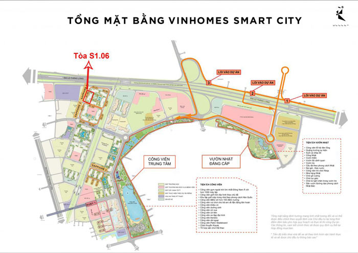 Vị trí tòa S1.06 trên mặt bằng tổng thể đại đô thị Vinhomes Smart City