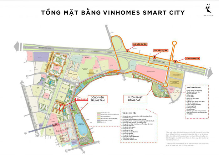 Vị trí tòa S3.03 trên mặt bằng tổng thể đại đô thị Vinhomes Smart City
