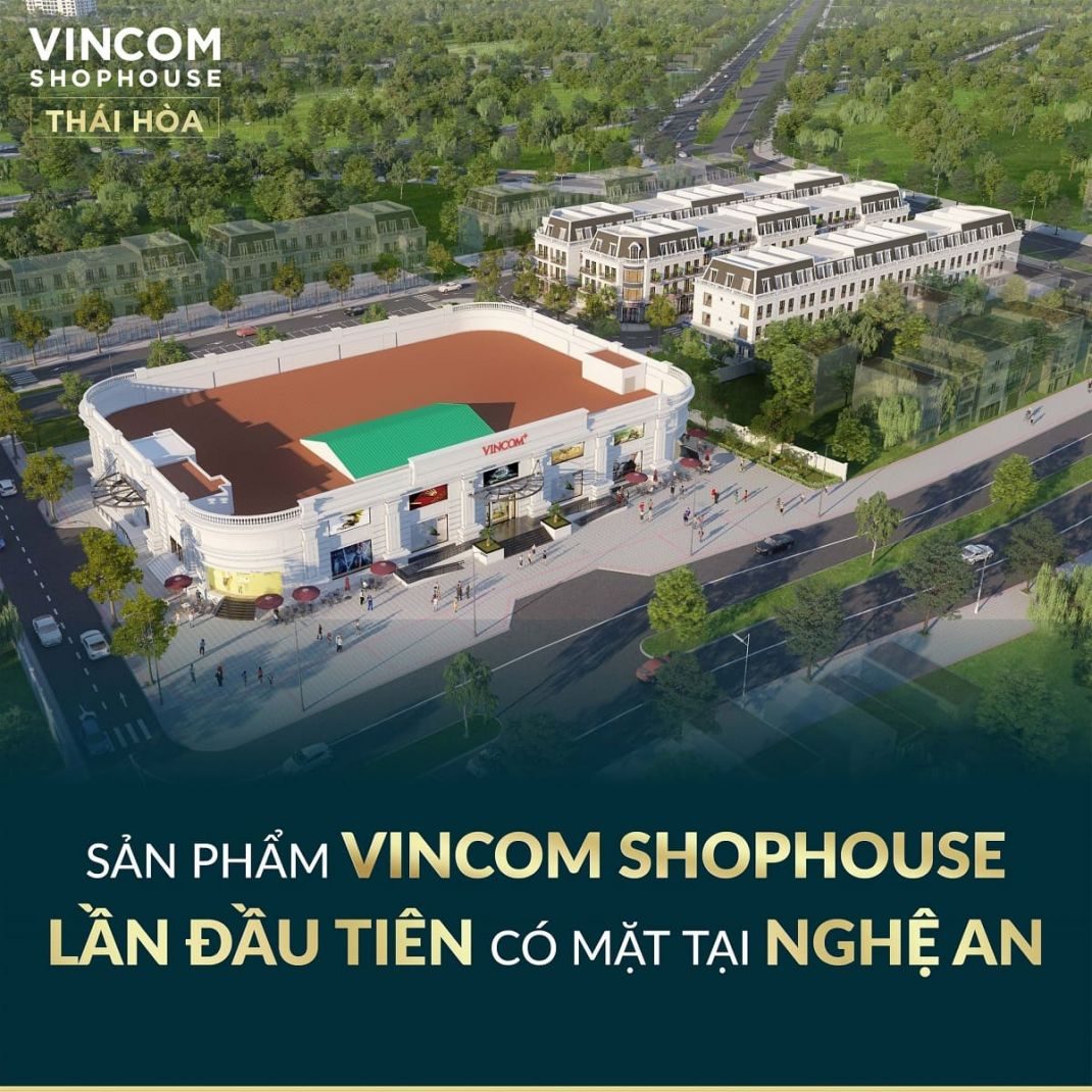Phối cảnh tổng thể dự án Vincom Shophouse Thái Hòa được phát triển bởi tập đoàn Vingroup